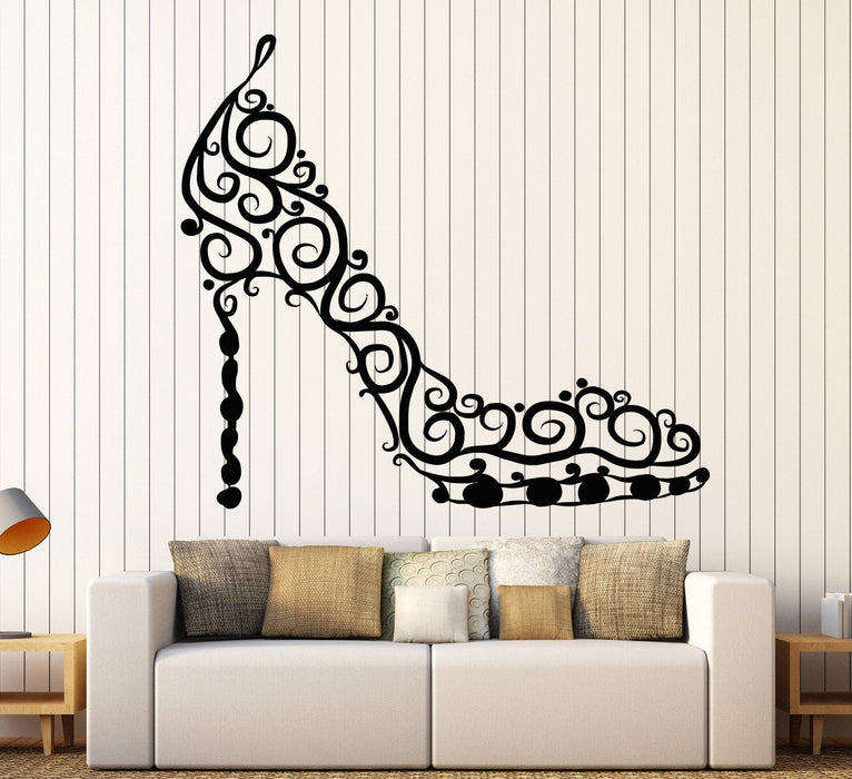 Vinyl Wall Decal Beautiful Female Shoe Store Shop Girl Room Stickers Unique Gift (1257ig)