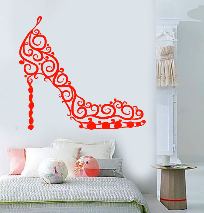 Vinyl Wall Decal Beautiful Female Shoe Store Shop Girl Room Stickers Unique Gift (1257ig)