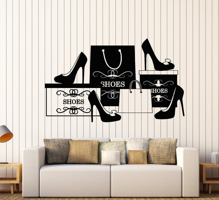 Vinyl Wall Decal Fashion Shoes Stiletto Store Shopping Stickers Unique Gift (1749ig)