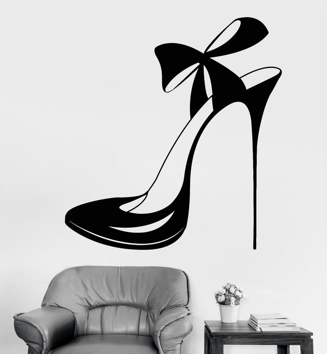 Vinyl Wall Decal Beautiful Shoe With Bow Store Shop Fashion Stickers Unique Gift (1220ig)