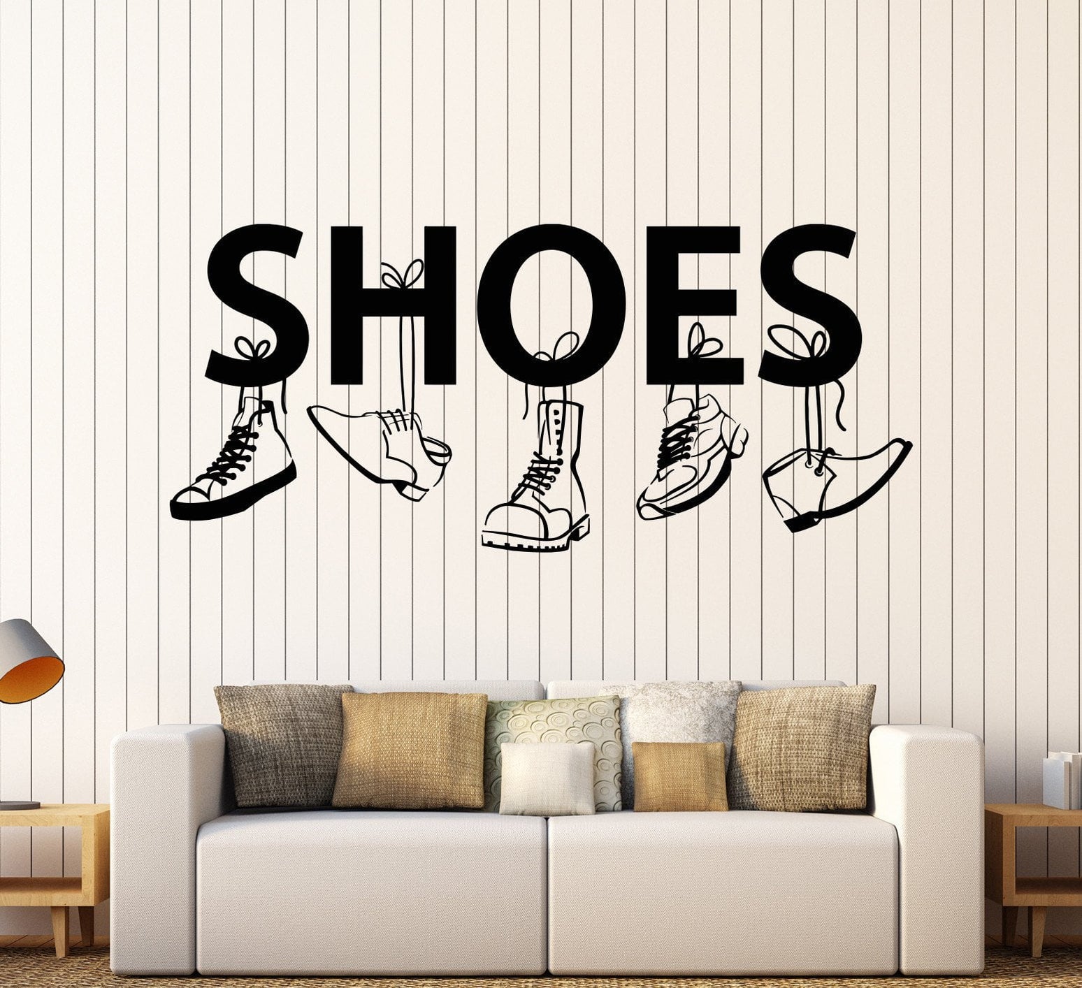 Shoes Rack Sticker Vinyl Wall Decal Shoe Shop For Men Boot Sneakers Signboard Stickers Un ...