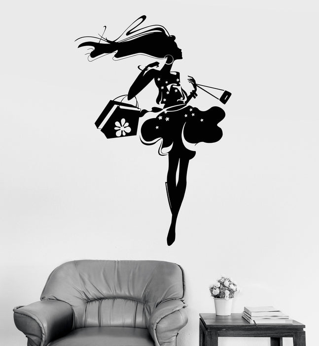 Vinyl Wall Decal Shopping Stores Shop Fashion Stickers Unique Gift (1022ig)
