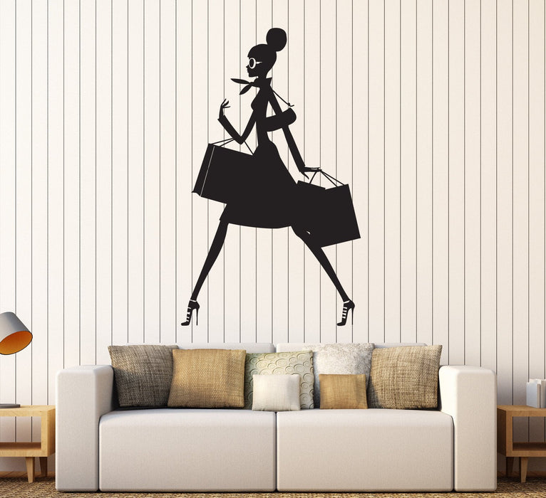 Vinyl Wall Decal Shopping Woman Mall Fashion Shop Store Business Stickers Unique Gift (ig4566)
