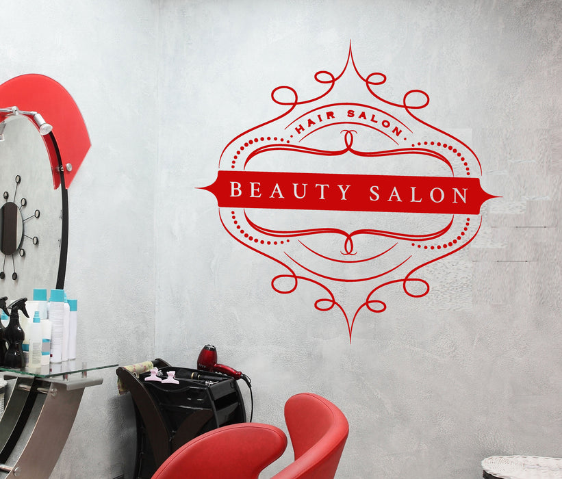 Vinyl Wall Decal Signboard Beauty Hair Salon Barbershop Stickers Unique Gift (1730ig)