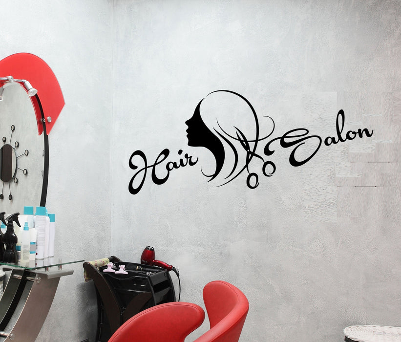 Vinyl Wall Decal Hair Salon Haircut Scissors Logo Signboard Stickers (2343ig)