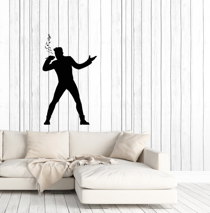 Vinyl Wall Decal Pop Singer Man With Microphone Karaoke Club Stickers (4018ig)