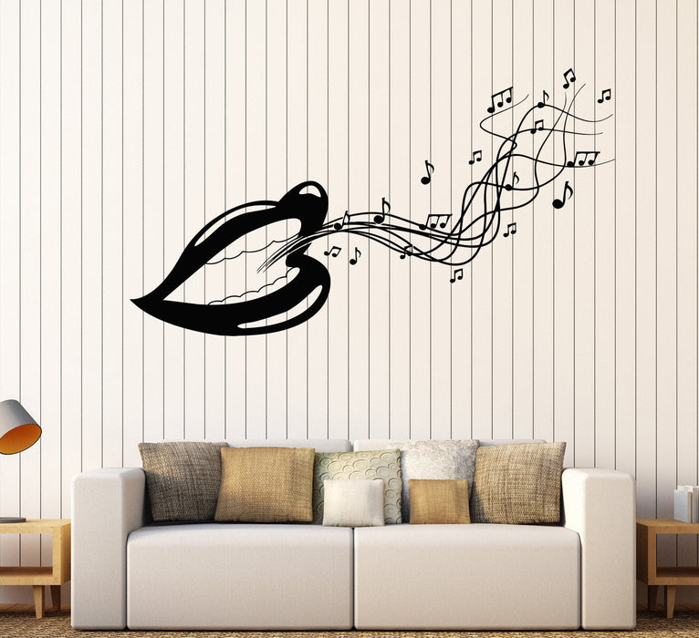 Vinyl Wall Decal Song Music Singer Melody Voice Notes Lips Mouth Sticker Unique Gift (659ig)