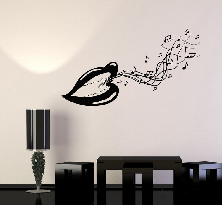 Vinyl Wall Decal Song Music Singer Melody Voice Notes Lips Mouth Sticker Unique Gift (659ig)