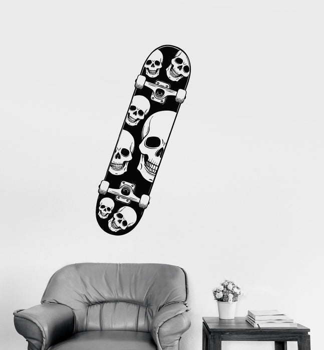 Vinyl Decal Skull Skateboard Extreme Sports Teen Room Wall Stickers Mural Unique Gift (ig2703)