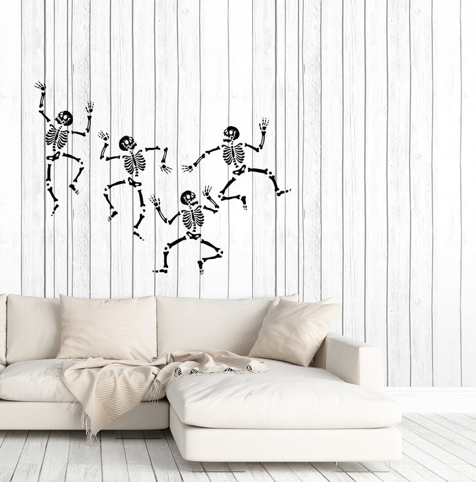 Vinyl Wall Decal Gothic Style Halloween Skeleton Dance Stickers (4139ig)
