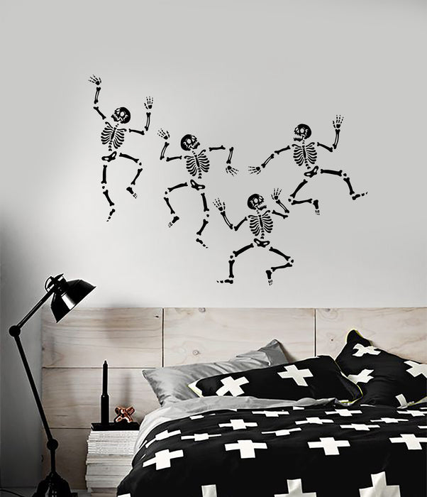 Vinyl Wall Decal Gothic Style Halloween Skeleton Dance Stickers (4139ig)