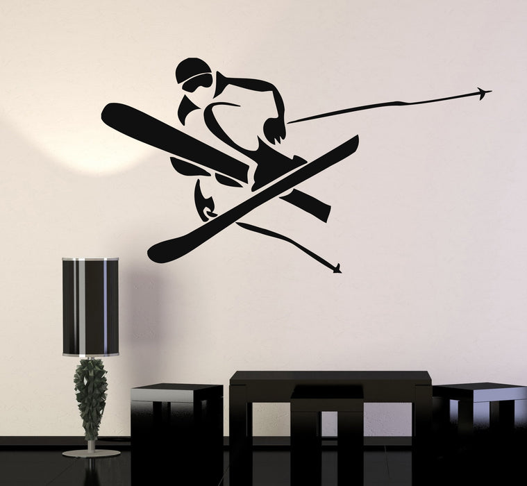Vinyl Wall Decal Skiing Skier Extreme Mountain Winter Sports Decor Stickers Unique Gift (ig018)