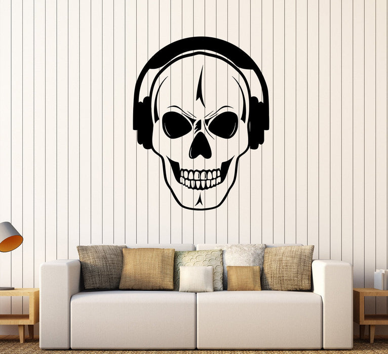 Vinyl Wall Decal Skull Headphones Music DJ Teen Room Decoration Stickers Unique Gift (354ig)