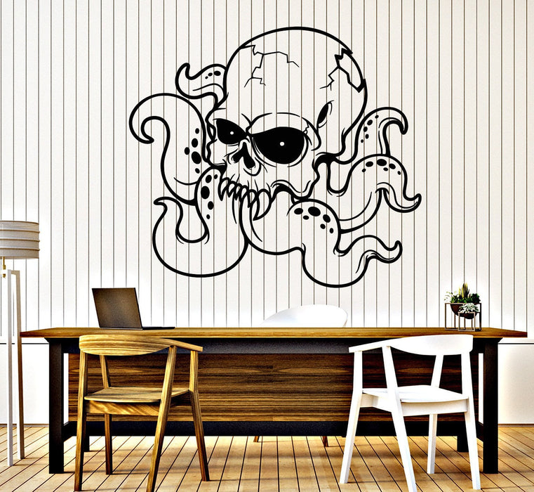 Vinyl Wall Decal Octopus Skull Alien Tentacles Monster Stickers Unique Gift (647ig)
