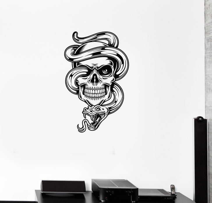 Vinyl Decal Skull Death Snake Tattoo Wall Stickers Mural Unique Gift (ig2727)
