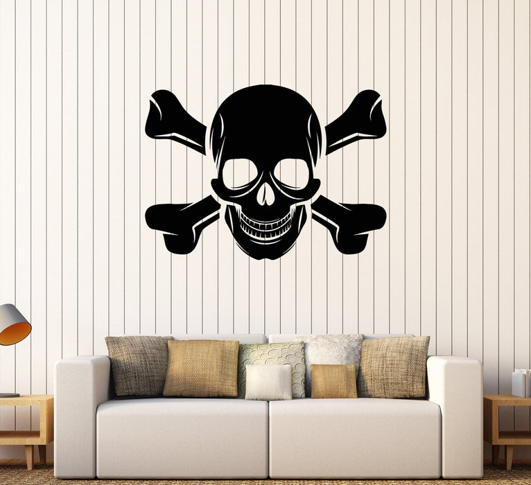 Vinyl Wall Stickers Pirate Skull and Bones Jolly Roger Death Decal Unique Gift (298ig)