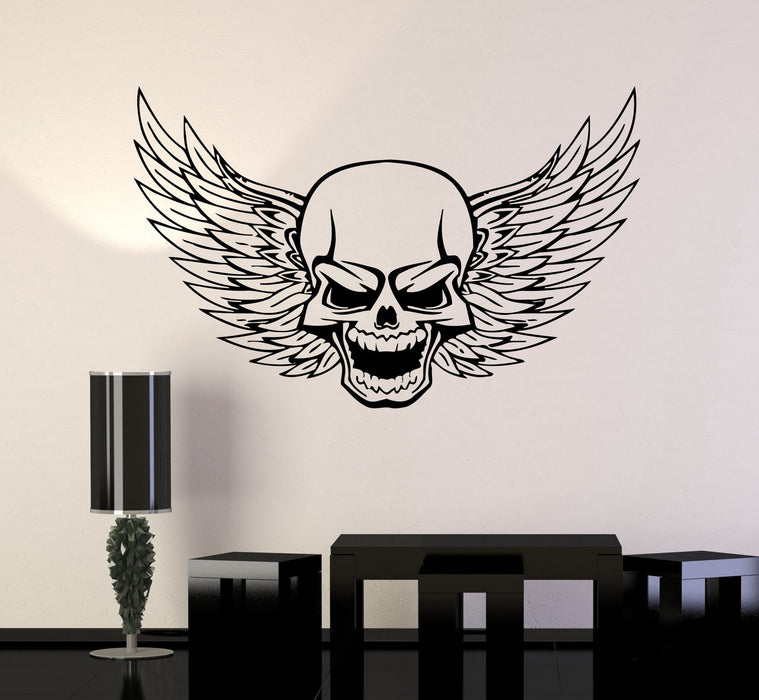 Skull Wall Vinyl Stickers Decal Wings Death Decor for Garage Car Unique Gift (ig493)
