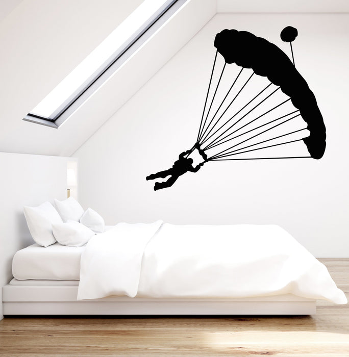 Vinyl Wall Decal Skydiver Parachute Extreme Sport Stickers (2573ig)