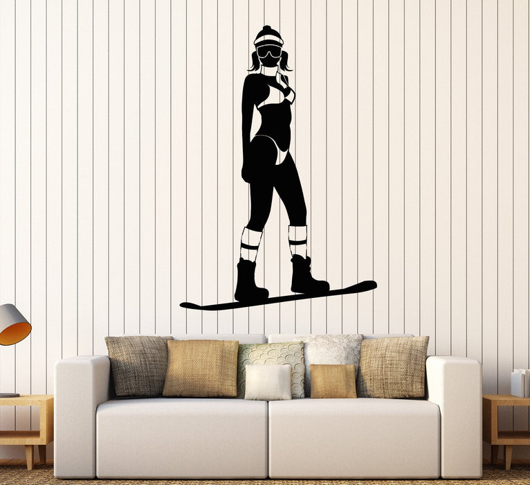 Vinyl Wall Decal Snowboarding Extreme Sport Snowboarder Girl Stickers Unique Gift (1024ig)