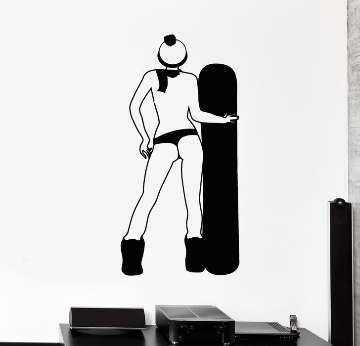 Vinyl Wall Decal Snowboarder Girl Snowboard Extreme Sport Stickers Unique Gift (1014ig)