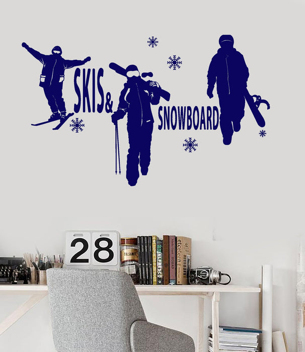 Vinyl Wall Decal Skis Snowboard Winter Sports Snow Extreme Stickers Unique Gift (ig3310)