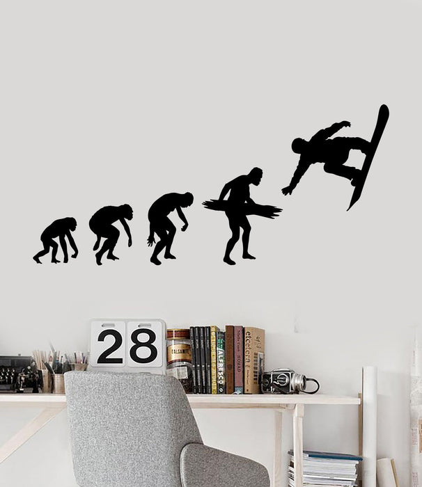 Autocollant mural en vinyle Snowboard Evolution Extreme Sport Teenager Art Stickers Cadeau unique (260ig)