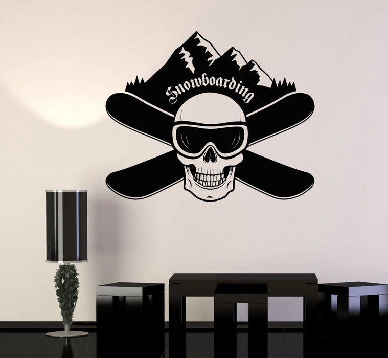 Vinyl Wall Decal Snowboarding Skull Boards Extreme Sports Stickers Mural Unique Gift (536ig)