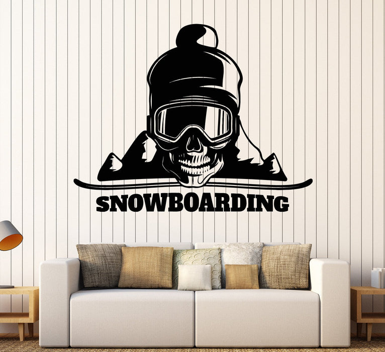 Vinyl Wall Decal Snowboard Skull Mountain Extreme Sports Stickers Unique Gift (ig4494)