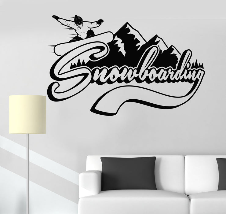 Autocollant mural en vinyle Snowboard Sports extrêmes Montagnes Autocollants Cadeau unique (535ig)