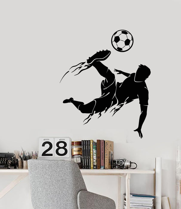 Autocollant mural en vinyle représentant un joueur de football en silhouette de garçon (3377ig) 
