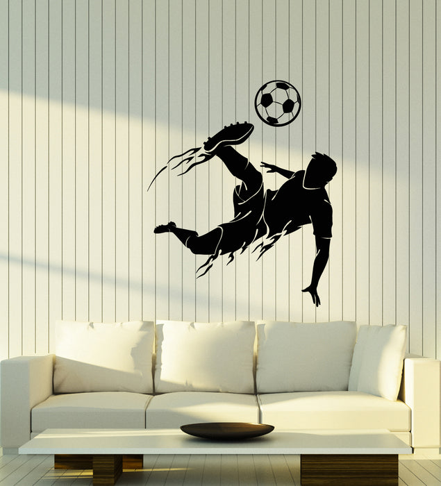 Autocollant mural en vinyle représentant un joueur de football en silhouette de garçon (3377ig) 