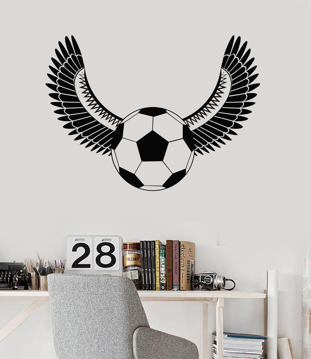 Vinyl Wall Decal Soccer Ball Wings Teen Room Sports Stickers Unique Gift (ig4175)