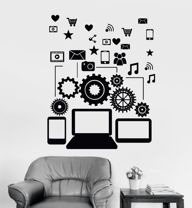 Vinyl Wall Decal Social Network Communication Gadgets Stickers Unique Gift (313ig)