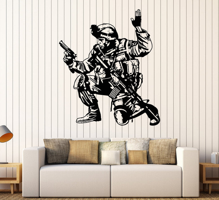 Vinyl Wall Decal Soldier Military War Boys Room Special Forces Stickers Unique Gift (097ig)