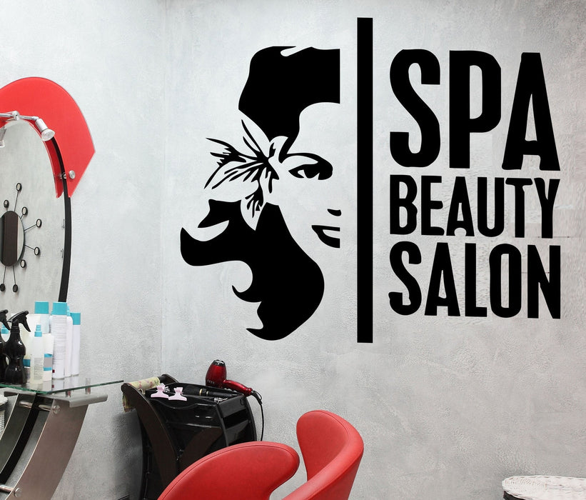 Vinyl Wall Decal Spa Beauty Salon Fashion Woman Hair Stylist Stickers Unique Gift (377ig)