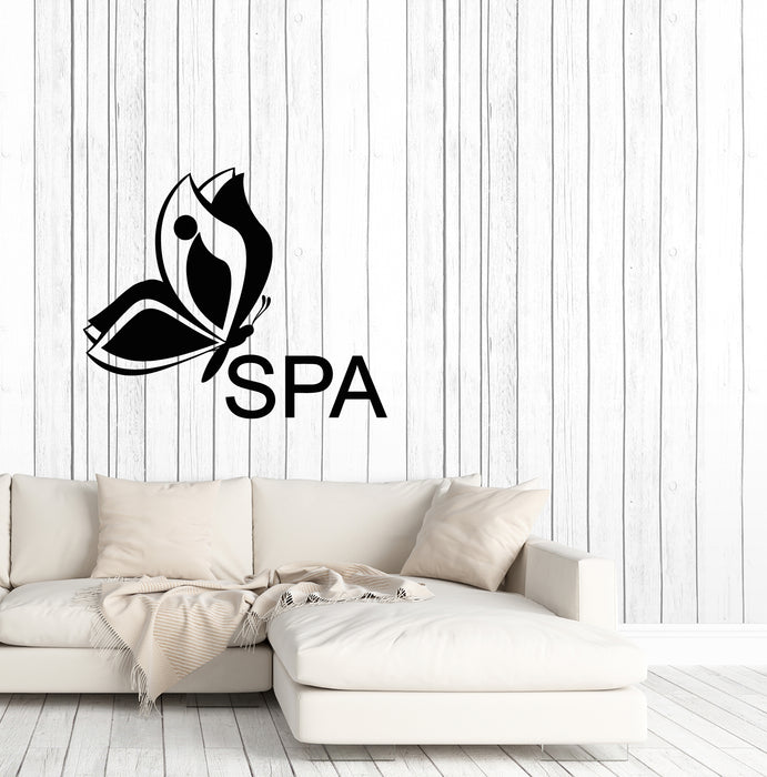 Vinyl Wall Decal Butterfly SPA Beauty And Health Logo Stickers (3823ig)