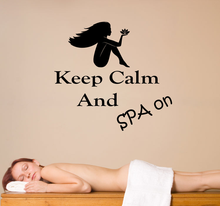 Vinyl Wall Decal Keep Calm And SPA On Logo Quote Massage Stickers (3825ig)