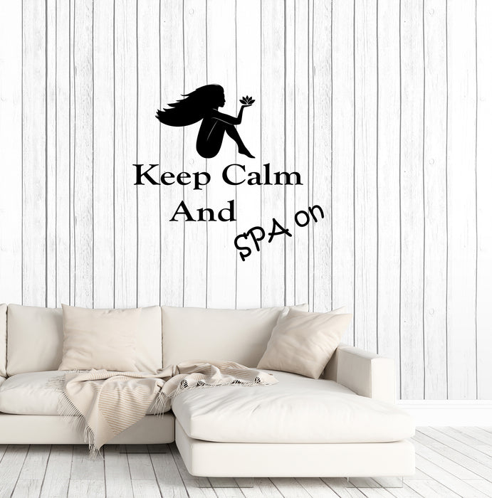 Vinyl Wall Decal Keep Calm And SPA On Logo Quote Massage Stickers (3825ig)