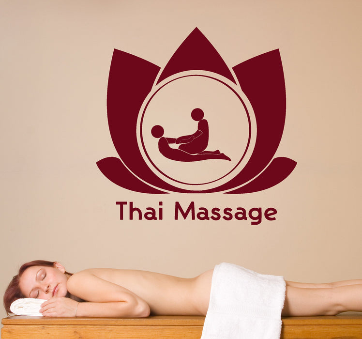 Vinyl Wall Decal Thai Massage Signboard Lotus Flower Yoga Stickers Unique Gift (1716ig)