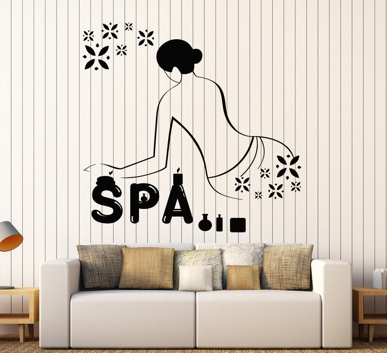 Autocollant mural en vinyle Spa Salon Femme Relaxation Massage Autocollants Cadeau unique (ig4570)