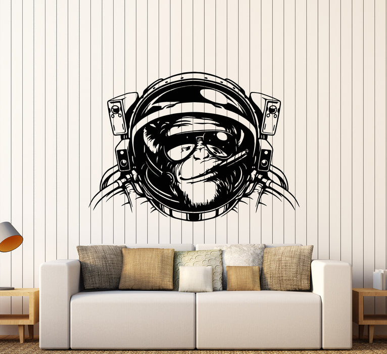Vinyl Wall Decal Astronaut Space Monkey With Cigar Animal Sunglasses Stickers (3227ig)