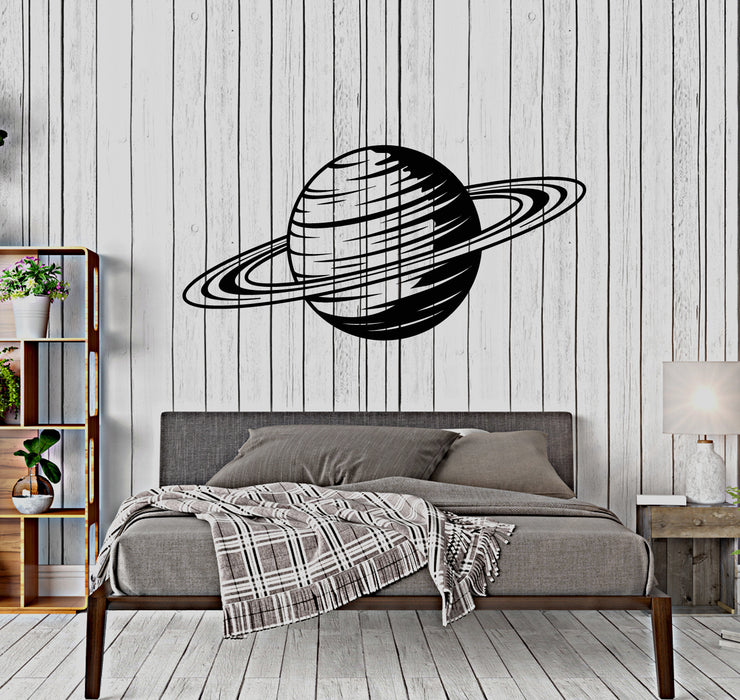 Autocollant mural en vinyle avec motif de dessin animé de la planète Saturne (3208ig)