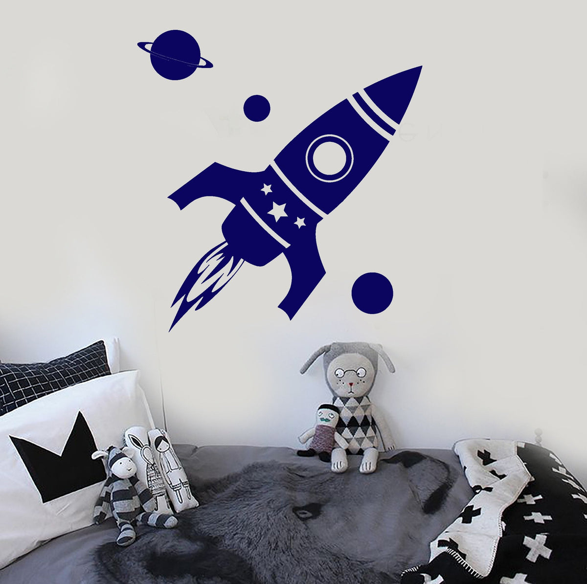 Vinyl Wall Decal Rocket Space Planet Kids Room Stickers Unique Gift (i ...