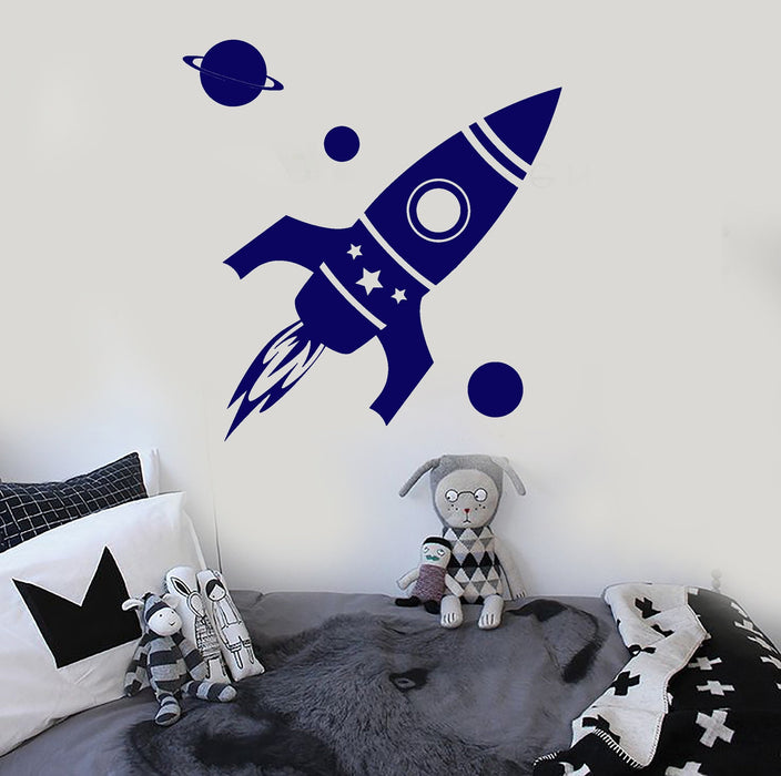 Vinyl Wall Decal Rocket Space Planet Kids Room Stickers Unique Gift (ig4153)