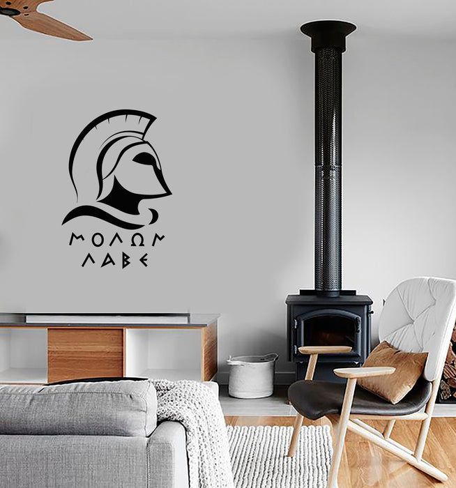 Виниловые наклейки на стену Греческий воин Древняя Греция шлем лозунг наклейки (4113ig)