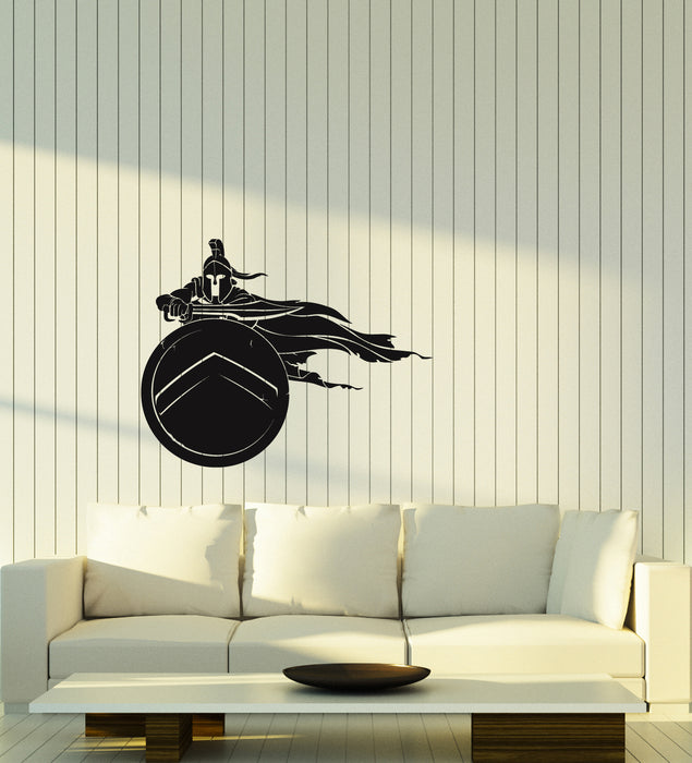 Виниловые наклейки на стену «Спартанец, силуэт, щит, шлем, воин» (4062ig)