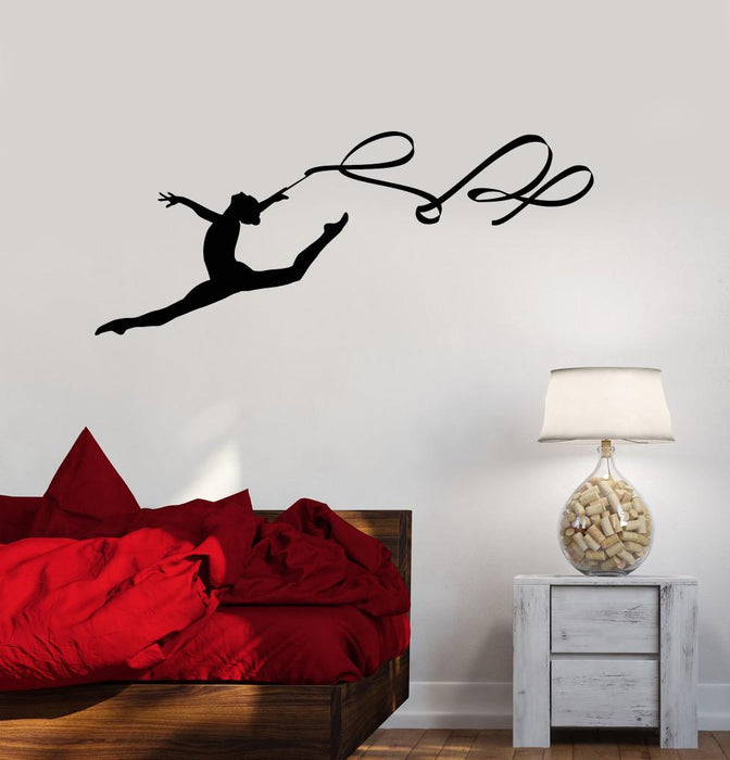 Vinyl Wall Decal Gymnastics Ribbon Sport Beautiful Women Stickers Unique Gift (992ig)
