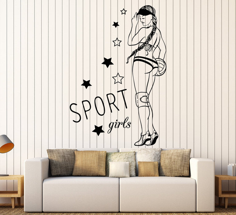 Vinyl Wall Decal Sexy Sport Girl School Women's Beach Volleyball Ball Stickers Unique Gift (1191ig)