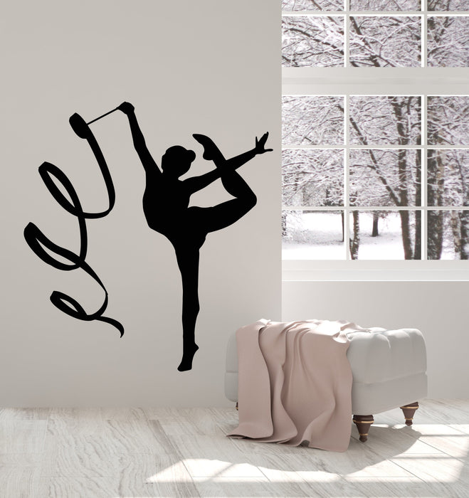 Vinyl Wall Decal Gymnastics Olympic Sport Girl Ribbon Stickers (2736ig)