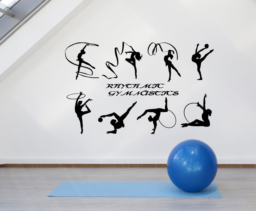 Autocollant mural en vinyle avec logo de l'école de gymnastique rythmique pour fille (3249ig)